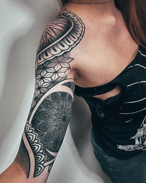 Girl With Graceful Blackout Tattoos