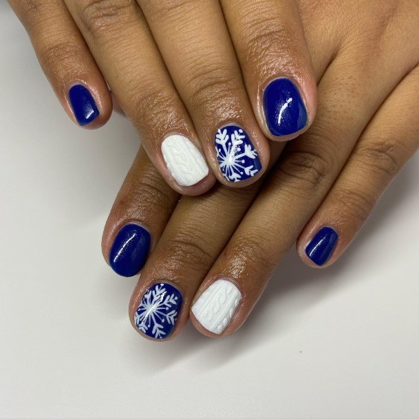 Girl With Graceful Blue Short Nails