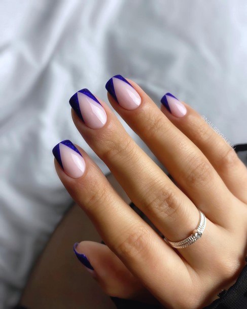 Girl With Graceful Blue Winter Nails