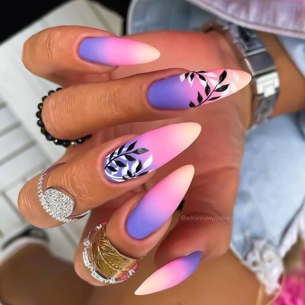Girl With Graceful Bright Ombre Nails