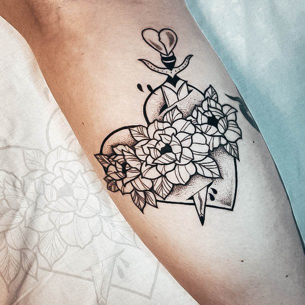 Girl With Graceful Broken Heart Tattoos