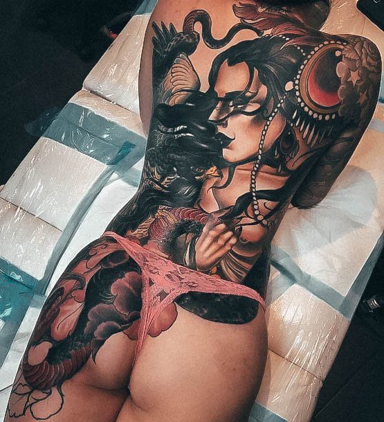 Girl With Graceful Butt Tattoos