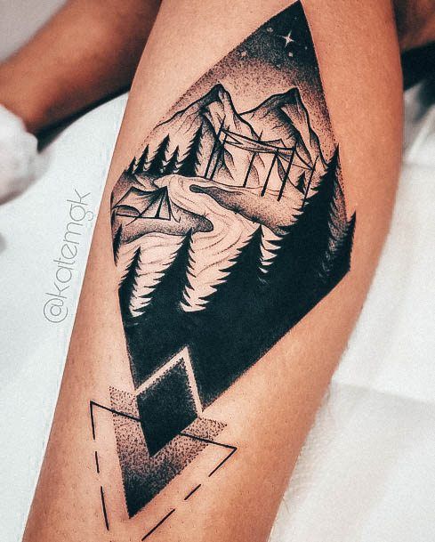 Girl With Graceful Camping Tattoos