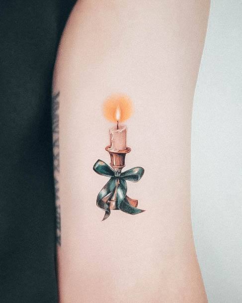 Girl With Graceful Candle Tattoos