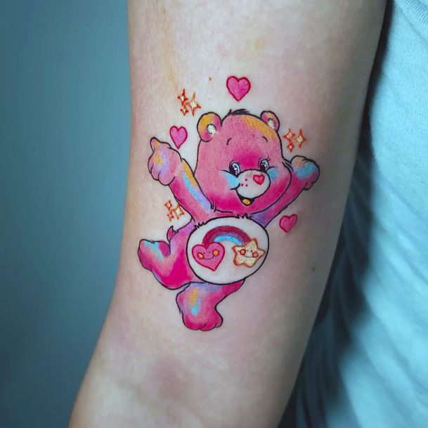 Girl With Graceful Carebears Tattoos