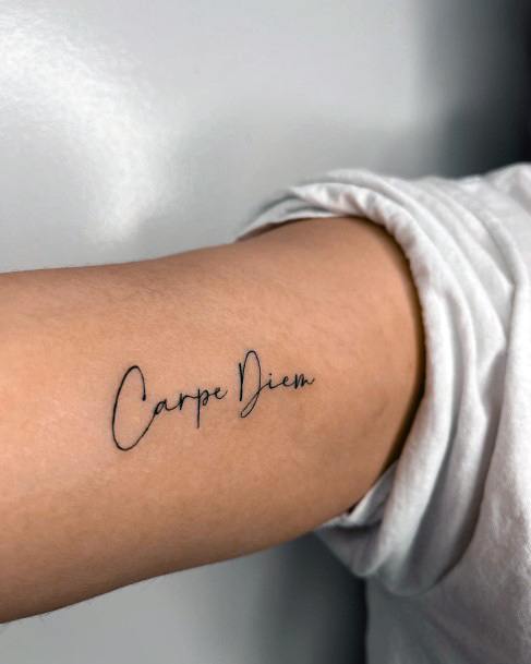 Girl With Graceful Carpe Diem Tattoos