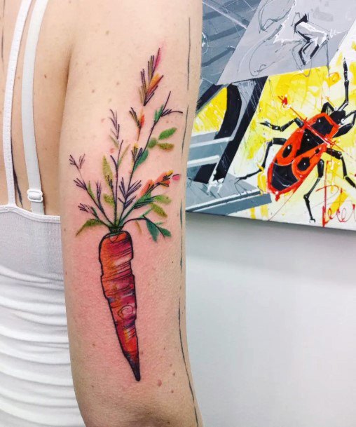 Girl With Graceful Carrot Tattoos