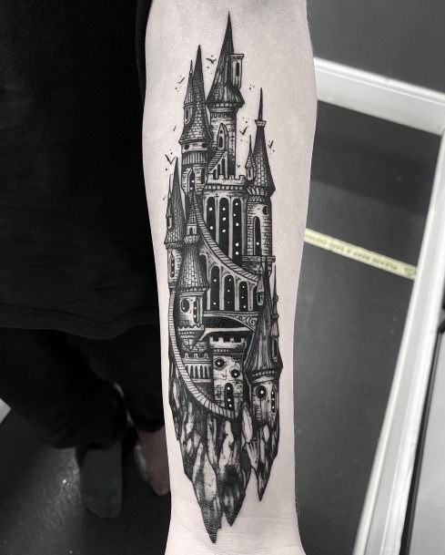 Girl With Graceful Castle Tattoos