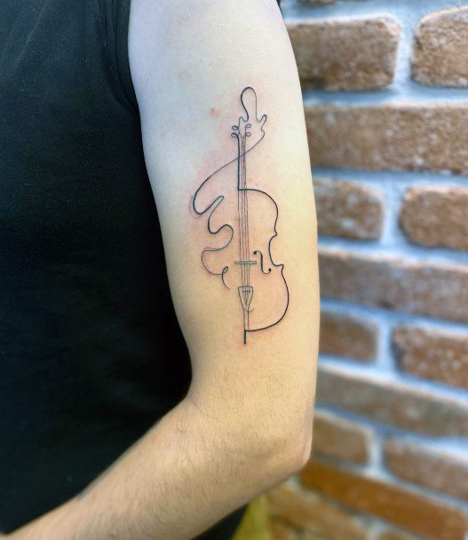 Girl With Graceful Cello Tattoos