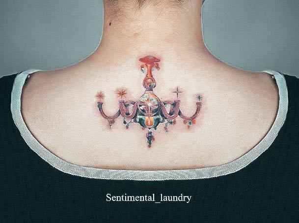 Girl With Graceful Chandelier Tattoos