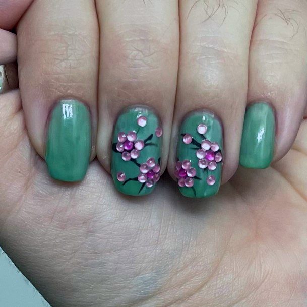 Girl With Graceful Cherry Blossom Sakura Nails