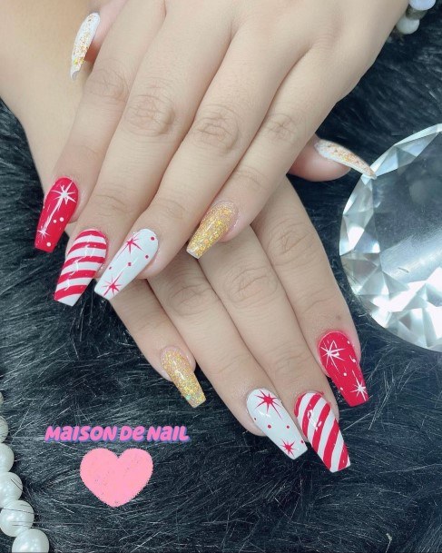 Girl With Graceful Christmas Gel Nails