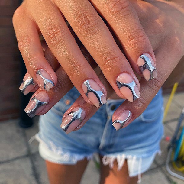 Girl With Graceful Chrome Nails