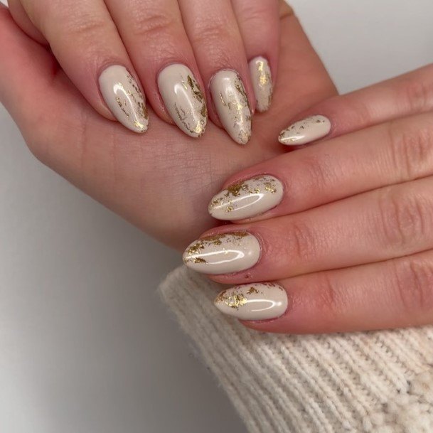 Girl With Graceful Cream Nails