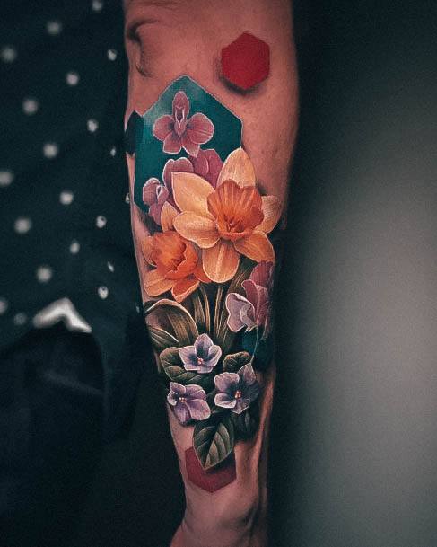 Girl With Graceful Daffodil Tattoos