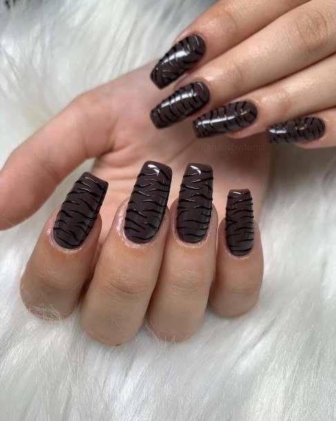 Girl With Graceful Dark Brown Nails