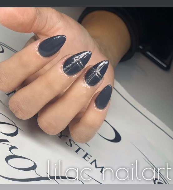 Girl With Graceful Dark Grey Nails