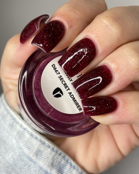 Girl With Graceful Dark Maroon Nails