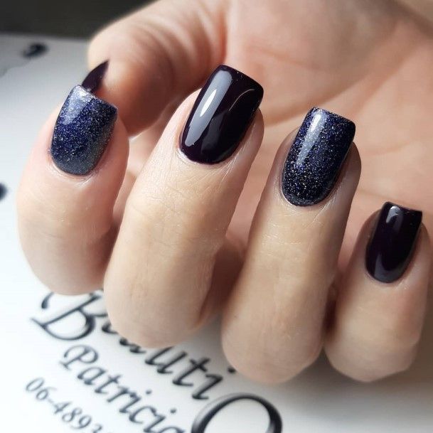 Girl With Graceful Deep Purple Nails