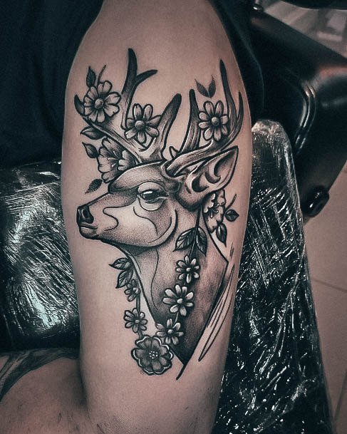 Girl With Graceful Deer Tattoos