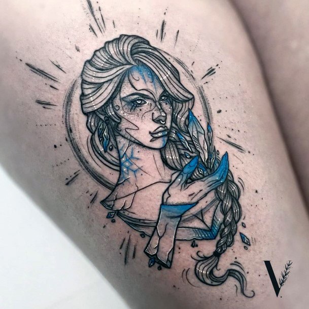 Girl With Graceful Elsa Tattoos