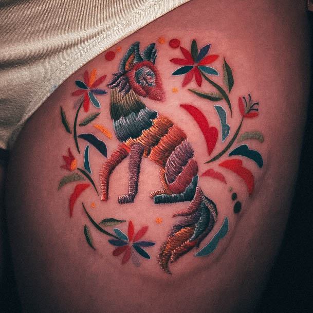 Girl With Graceful Embroidery Tattoos