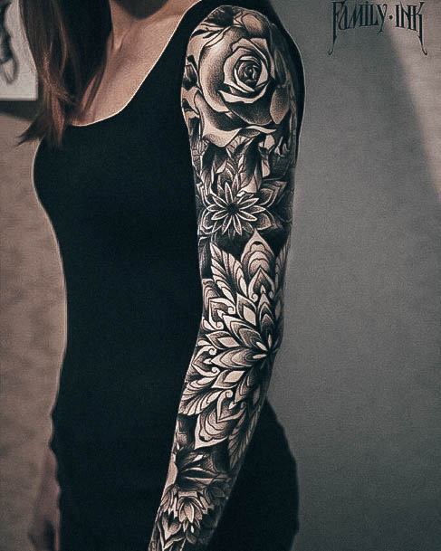 Girl With Graceful Floral Tattoos