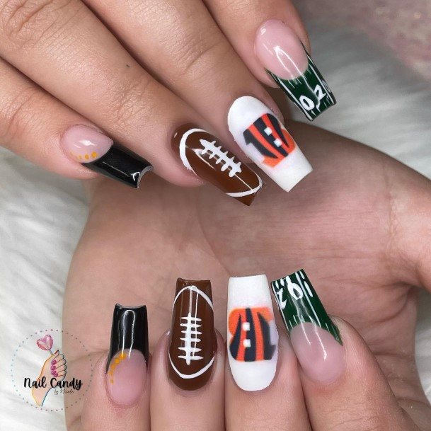 Girl With Graceful Football Nails