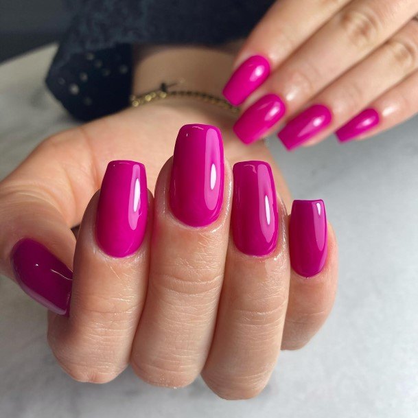 Girl With Graceful Fuchsia Nails