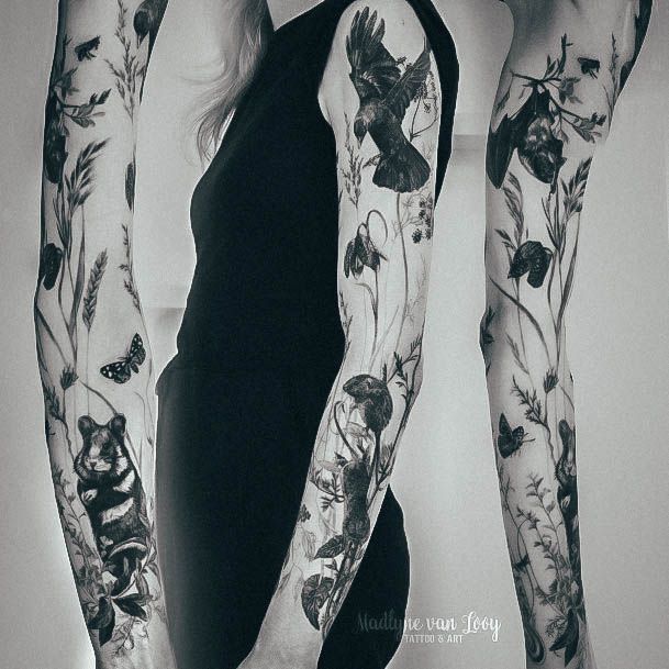 Girl With Graceful Full Sleeve Tattoos