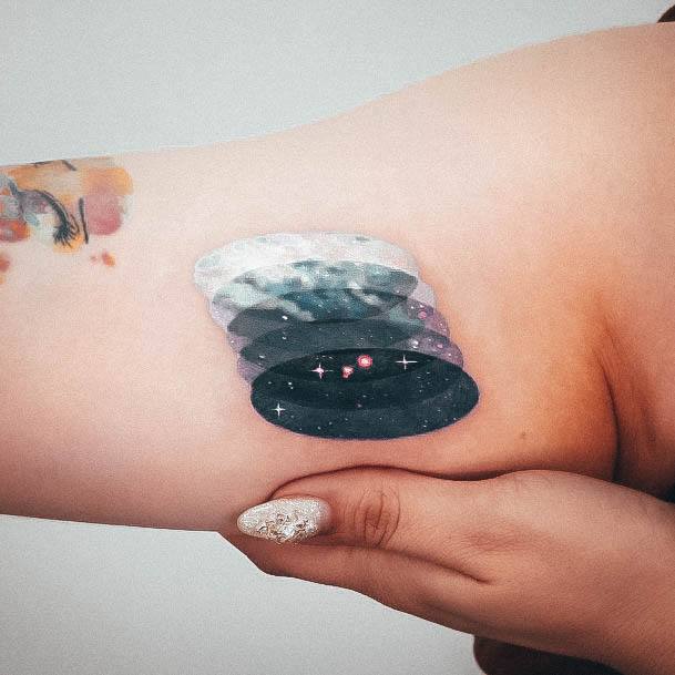 Girl With Graceful Girly Tattoos Inner Arm Galaxy Outer Space