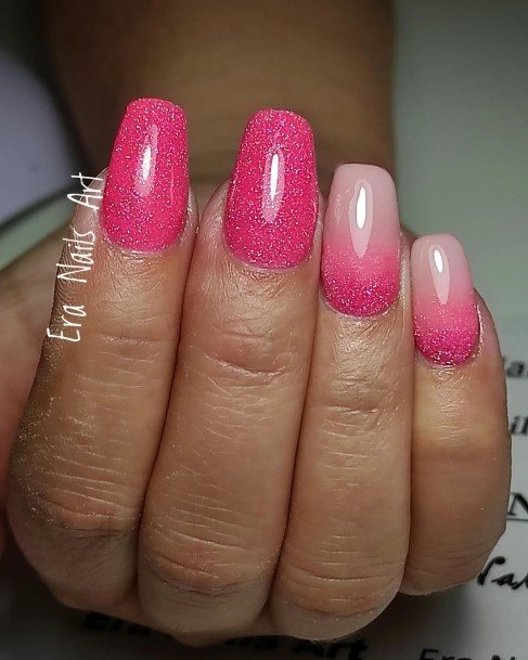 Girl With Graceful Glitter Ombre Nails