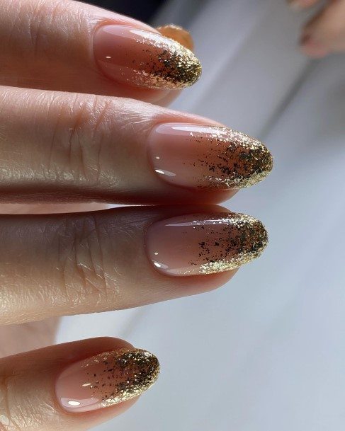 Girl With Graceful Gold Ombre Nails