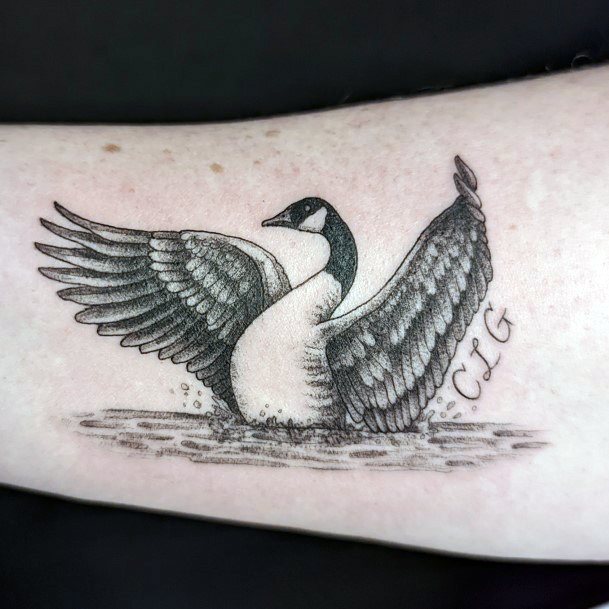 Girl With Graceful Goose Tattoos