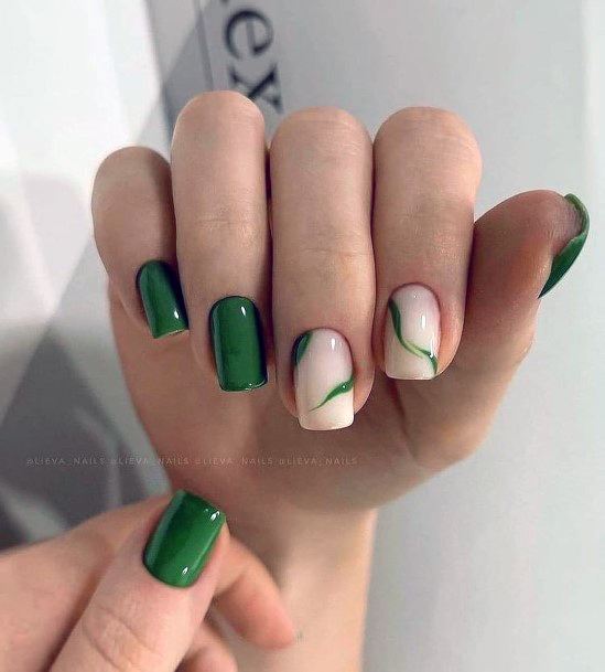 Girl With Graceful Green Dress Nails