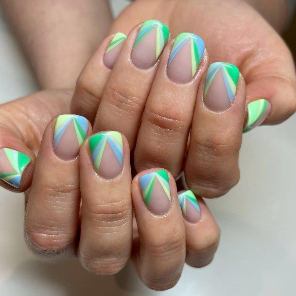 Girl With Graceful Green French Tip Nails