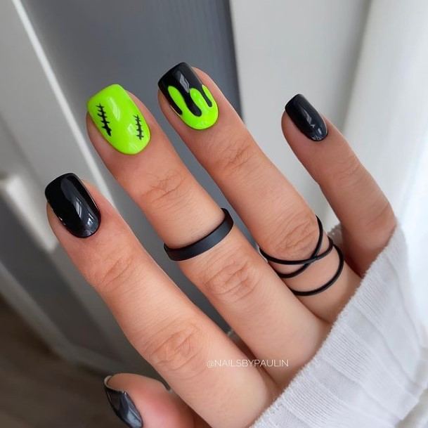Girl With Graceful Green Nails