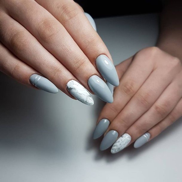 Girl With Graceful Grey And White Nails