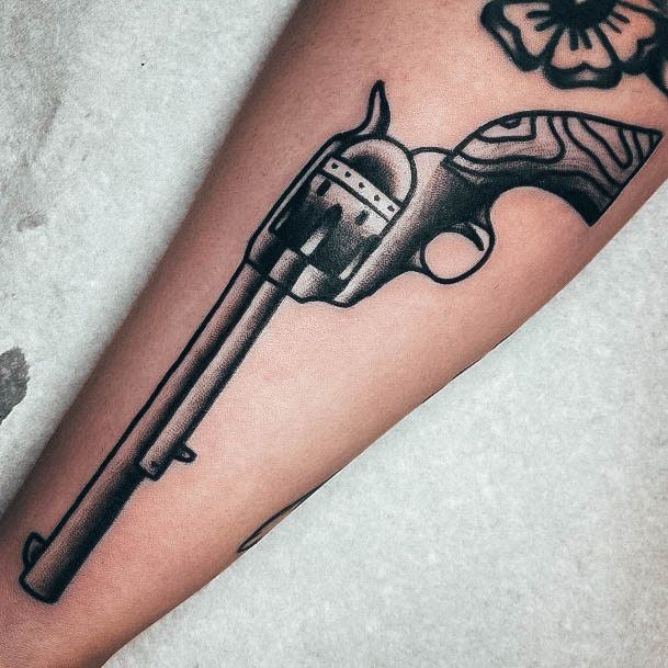 Girl With Graceful Gun Tattoos