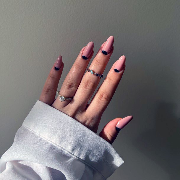 Girl With Graceful Half Moon Nails