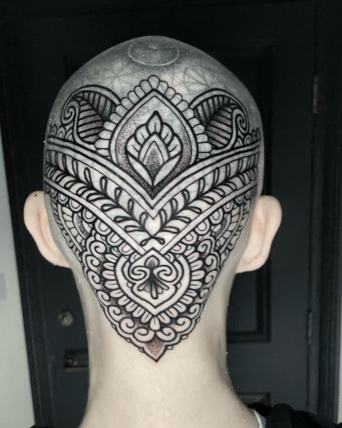 Girl With Graceful Head Tattoos