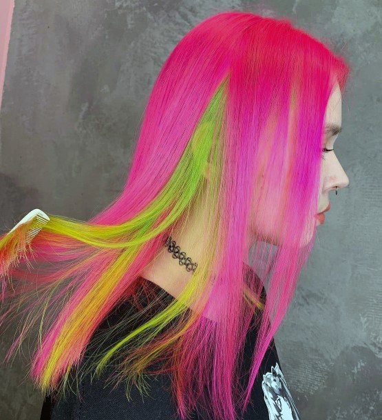 Girl With Graceful Hot Pink Hairstyless