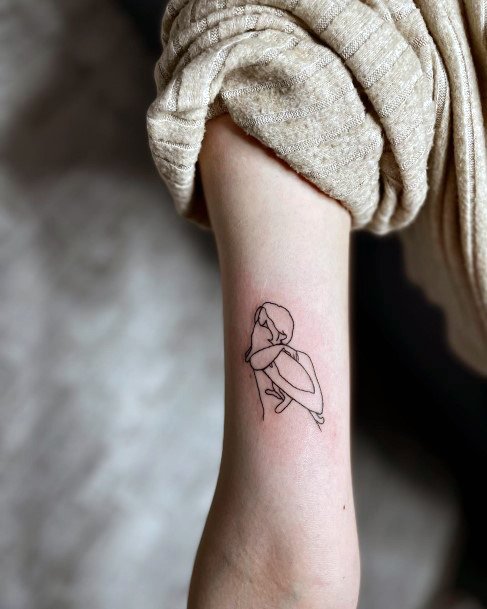 Girl With Graceful Hug Tattoos