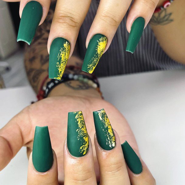 Girl With Graceful Hunter Green Nails