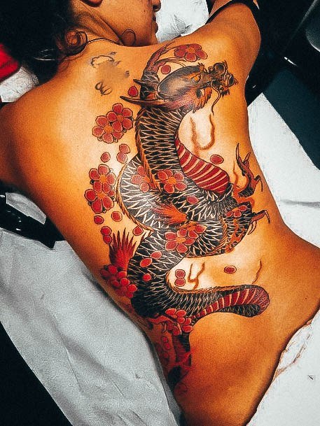 Girl With Graceful Japanese Tattoos