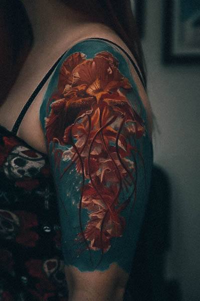 Girl With Graceful Jellyfish Tattoos