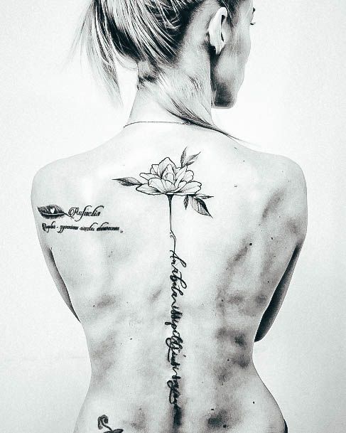 Girl With Graceful Kids Name Tattoos Spine