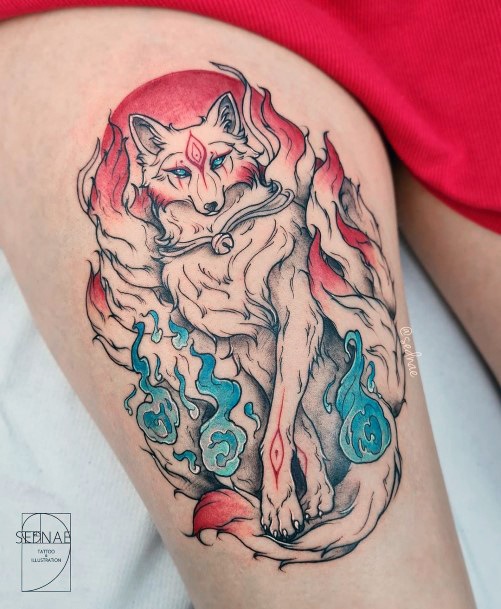 Girl With Graceful Kitsune Tattoos