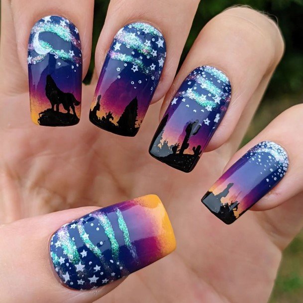 Girl With Graceful Landscape Nails