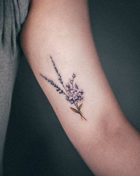 Girl With Graceful Lavender Tattoos